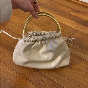 Zara Cream Clutch with Gold Accents